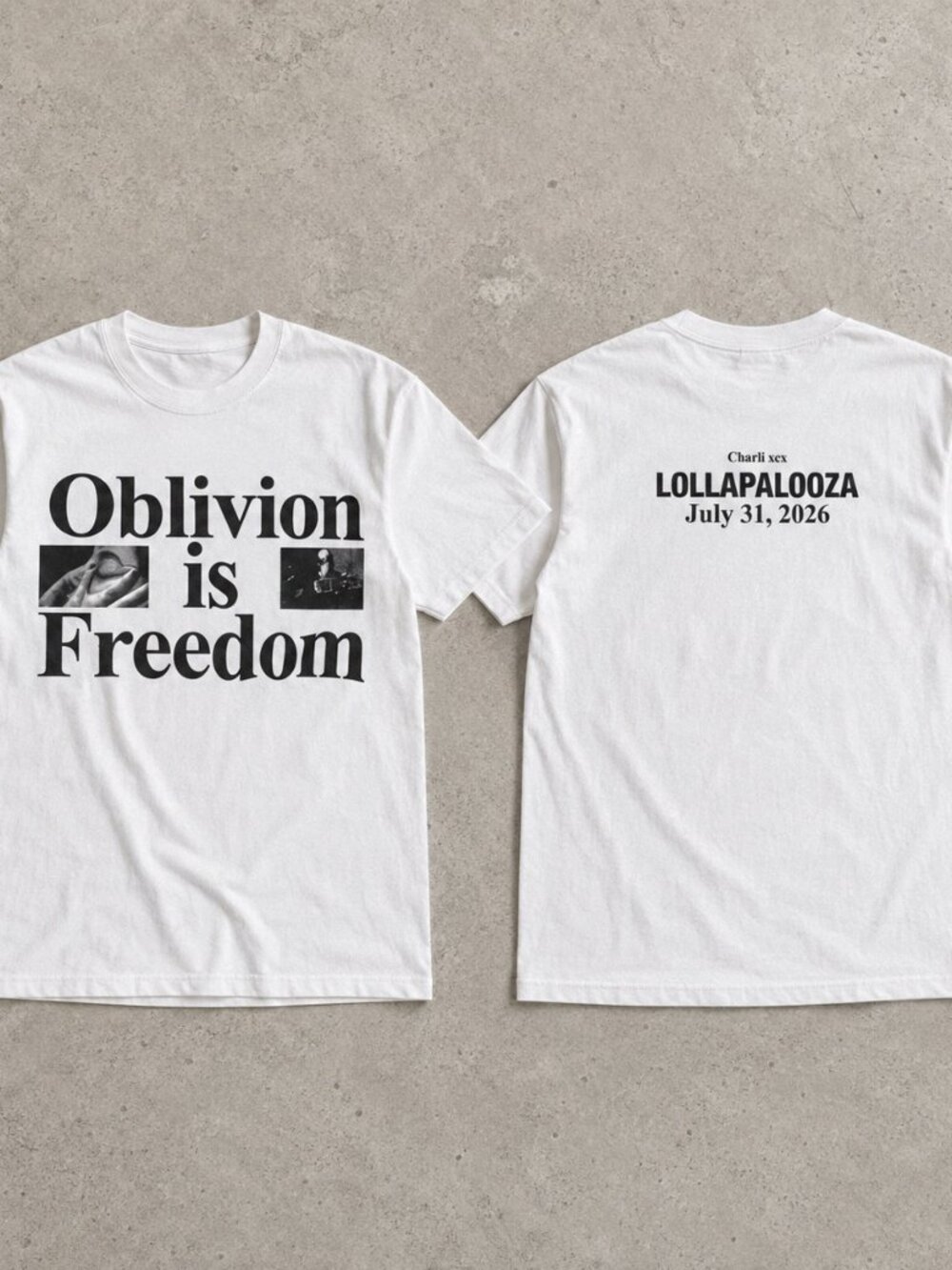 Charli XCX Lollapalooza Chicago 2026 Double-Sided White T-Shirt